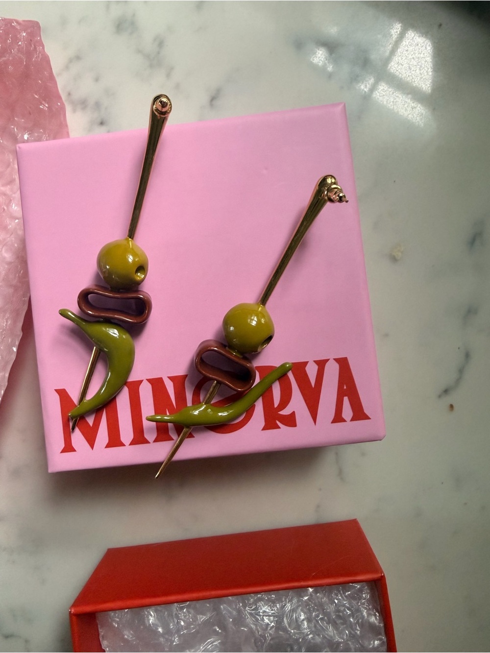 Olive Green & Purple Modern Dangle Earrings
